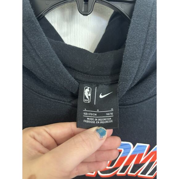 Nike Oklahoma City Thunder Pullover Hoodie Sweatshirt Size Large Black Swoosh - Picture 3 of 7